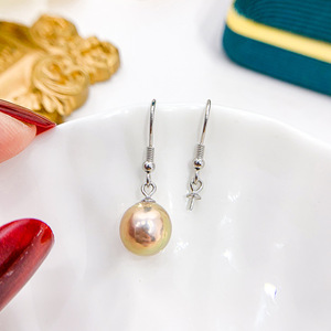 Accesorios de Plata S925 para DIY con Perlas, Bandeja Vacía con Cuentas Redondas de 7-11 mm y Gancho para Oreja, Diseño Simple, Joyería 2021 - Product Image 3