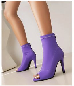 Parlak siyah 10cm Stiletto caz dans ayakkabıları açık ağızlı Latin balo salonu kutup dans botları kadınlar için - Product Image 6