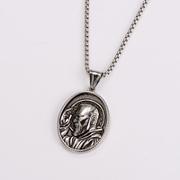 Collier pendentif médaillon portrait de Saint Padre Pio, plaqué or 18 carats, acier inoxydable, bijoux religieux chrétiens tendance