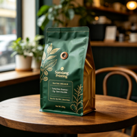 Sachet à café en aluminium imprimé par gravure personnalisé, à fond plat, scellé sur huit côtés, de haute qualité pour Mylar de qualité alimentaire, vente en gros