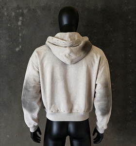 <span class=keywords><strong>Felpa</strong></span> con <span class=keywords><strong>Cappuccio</strong></span> e Zip Personalizzata per Uomo, Stile Streetwear con Borchie e Grafiche <span class=keywords><strong>Vintage</strong></span>, Lavaggio Acido, in Spugna Francese - Product Image 2