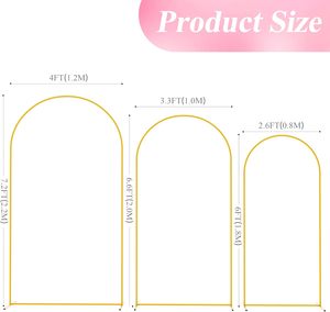 Metal Gold Folding Arch <b>Backdrop</b> <b>Stand</b> for Wedding and Party Decorations 1.2x2.2M + 0.8x1.8M 6-7ft Height - Product Image 2