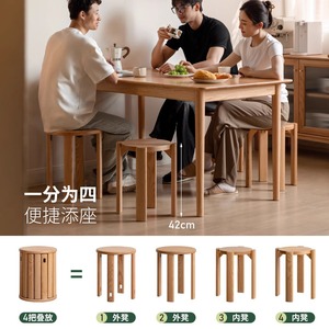 Solid Wood Stackable <b>Stool</b> Oak Living Room Home <b>Stool</b> <b>Ottoman</b> Adult Use - Product Image 3