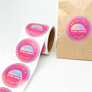 Custom Private logo Printing Pink Color Hologram Sticker Self Adhesive Roll Shiny Holographic Label - Product Image 5