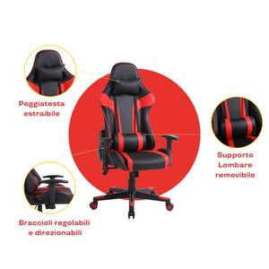 Chaise Rouge Européenne de Haute Qualité pour Jeux de Course Ergonomique Professionnelle Esport Swivel pour Jeux de Sport Chaise de Bureau en Cuir - Product Image 6