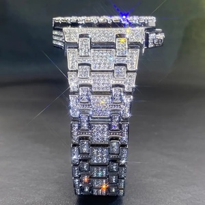メンズ向け ヒップホップ フルダイヤモンド ウォッチ ファッション ラグジュアリー クォーツ 腕時計 ステンレススチール製 ダイヤモンド文字盤 アイスドアウト - Product Image 4