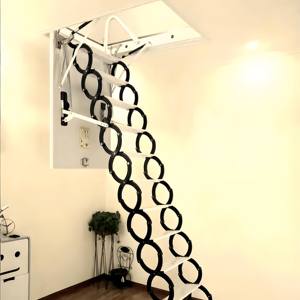 <span class=keywords><strong>Escalier</strong></span> de grenier télescopique rétractable manuel moderne en acier, mural, pour intérieur et extérieur, idéal pour villa - Product Image 3
