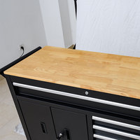 Armoire à outils professionnelle en acier avec porte, plan de travail en chêne avec roulettes, chariot de rangement pour outils pour mécaniciens OBM, fourni par l'usine