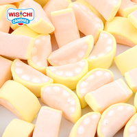 Échantillon gratuit de guimauve pour la vente en gros, en forme de pastèque, couleur jaune et vert, bonbons, saveur fruité