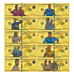 Billet de banque en feuille d'or 24K plaqué PVC sur le thème de la légende du football, carte de collection, souvenir pour les fans de sport - Product Image 1