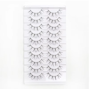Ensemble de 10 cils synthétiques à bande complète Little Devil Bande aiguisée 15mm 12mm Doublure transparente douce pour faux yeux pour la pêche au volume - Product Image 2