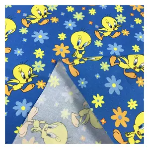 The factory outlet tweety cartoon custom baby print cotton poplin fabric 135gsm fabric digital printing for clothing