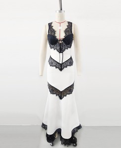 <span class=keywords><strong>Abbigliamento</strong></span> donna <span class=keywords><strong>Boutique</strong></span> di alta qualità abito da sera Sexy in pizzo nero con cuciture di lusso di fascia alta - Product Image 6