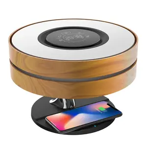 Lámpara de escritorio de música con carga inalámbrica, altavoz inteligente con Bluetooth, luz nocturna para dormitorio, decoración de mesita de noche para hogar inteligente