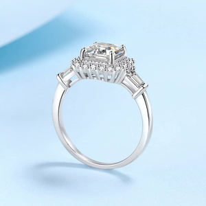 Bague de fiançailles et de mariage pour femme, 2 carats, halo, en argent S925, élément infini, bague scintillante pour <span class=keywords><strong>elle</strong></span> - Product Image 4
