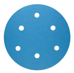 150 Mm 6 Inch Blue Ceramic Hook And Loop Round Sand Paper Abrasive Sanding Disc For Polishing