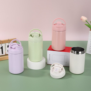 Stainless Steel Insulated Tumbler 304 Vacuum Travel Mug Portable Round Cup For Coffee Tea With Handle Macaron Colors - Product Image 2