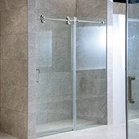 Porte de douche coulissante sans cadre en verre trempé, acier inoxydable 304, grandes roulettes, cabine de douche sur mesure pour hôtel
