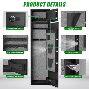 Kavey Hot Sale Cold Rolled Steel Security Gun Safe <b>Box</b> Electronic <b>Lock</b> Key <b>Lock</b> Wall Mount CE Certified 5-6 Guns Storage Black - Product Image 3