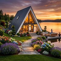 Maison préfabriquée de luxe moderne en forme de A, villa modulaire préfabriquée, maison préfabriquée portable avec loft pour jardin, resort ou chalet