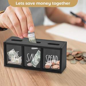 Give Save Spend Money Saving Box <span class=keywords><strong>para</strong></span> niños, <span class=keywords><strong>hucha</strong></span> <span class=keywords><strong>para</strong></span> niños de encimera <span class=keywords><strong>para</strong></span> efectivo diario, bancos <span class=keywords><strong>para</strong></span> niños de montaje en pared <span class=keywords><strong>para</strong></span> <span class=keywords><strong>billetes</strong></span> y monedas - Product Image 2