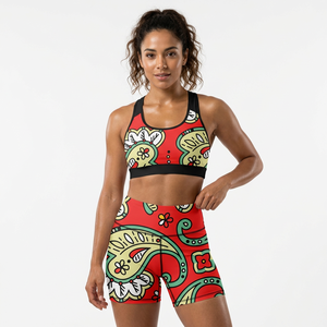 Women 2 Piece Yoga Set <b>Racerback</b> Sports <b>Bra</b> High Waist Shorts Digital Print Spandex Polyester Activewear Biker short stripes <b>bra</b> - Product Image 1