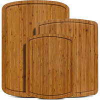 Planches à découper en bois, ensemble de planches à découper en bambou carbonisé avec rainure profonde pour les jus, poignées latérales, plateau de service pour charcuterie
