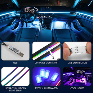 Symphony <span class=keywords><strong>USB</strong></span> Auto-Ambientebeleuchtungs-Set 6 Flexible LED-Streifen APP Drahtlose Fernbedienung Musik-Rhythmus Auto-Blitz Meteor-Effekt - Product Image 2