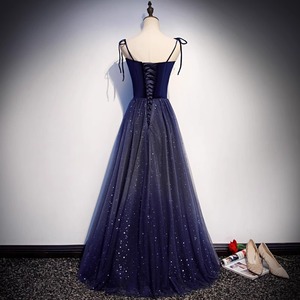 Women's Elegant Evening Gown Navy Blue Long Skirt Starry Sky Design Stage Performance Wear - Product Image 3