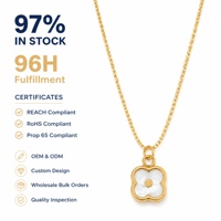 Collier à breloque trèfle délicat en forme de coquillage, plaqué or 18 carats, en acier inoxydable, bijoux de mode, vente en gros, prêt à expédier