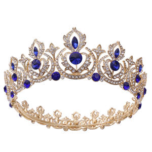 Tiara <span class=keywords><strong>de</strong></span> Princesa con Pedrería Real, Corona <span class=keywords><strong>de</strong></span> Reina para Boda, <span class=keywords><strong>Coronas</strong></span> Completas Redondas para Concursos <span class=keywords><strong>de</strong></span> Belleza - Product Image 1