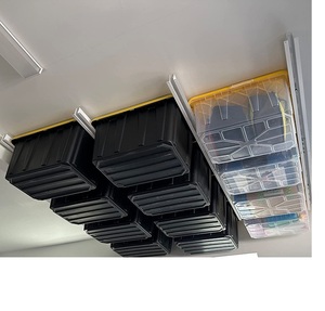 Heavy Duty Metal Iron Overhead Garage Storage Rack Bin Container Rack For Garage Storage Tote Slide Rack