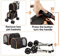 Offre Spéciale Poussette Pliable Colorée Personnalisable Double Couche avec Chariot Transporteur Séparable