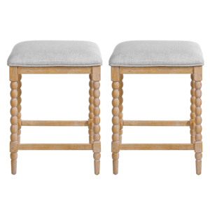 Set di 2 sgabelli da bancone da 26 pollici con struttura in legno massello di acacia e seduta imbottita, sgabelli da bar per cucina - Product Image 2