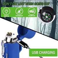 Briquet à arc plasma multifonction avec boussole et lampe torche, étanche, coupe-vent, rechargeable, pour le camping en plein air, la survie, OEM