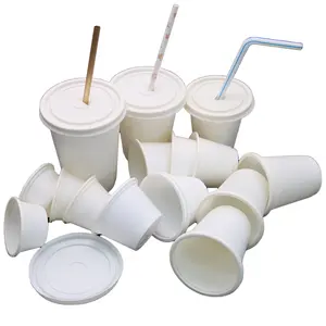 Gobelet écologique jetable à emporter, pièces, gobelets à bulles de café, thé, glaces, logo personnalisé, tasses avec couvercles