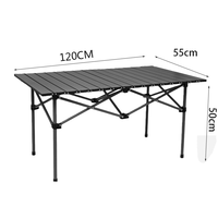 Table de camping pliable surdimensionnée et relevable, légère, en acier à haute teneur en carbone, avec rangement profond, mobilier d'extérieur