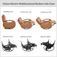 Fauteuil électrique moderne en cuir véritable pour une personne, multifonctionnel, inclinable, avec fonction de massage, rotation et oscillation