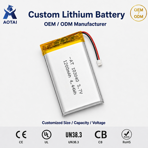 Batterie au lithium polymère personnalisée 103040 3.7V 1200mAh, cellule Lipo avec connecteur JST pour haut-parleur Bluetooth, ventilateur portable, imprimante - Product Image 1