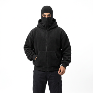 Factory Balaclava Hoodie Streetwear Half Zip Double Layer Hoodies Custom Logo Heavyweight <b>High</b> Quality 100% Cotton Quick Dry - Product Image 1
