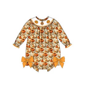 Autunno Smocked abbigliamento per bambini Design della zucca del ringraziamento per bambini abiti <span class=keywords><strong>invernali</strong></span> per bambine - Product Image 3