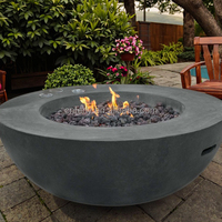 Table de foyer extérieur au gaz pour patio, foyer au propane, table de foyer ronde avec verre
