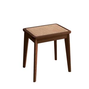 Banco de mimbre nórdico de madera maciza, silla moderna de estilo minimalista - Product Image 6