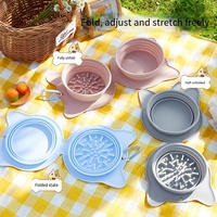 Gamelle pliable pour chien en silicone, double bol de voyage pliable pour l'alimentation lente, plat pour nourriture et eau pour animaux de compagnie, camping et randonnée en extérieur