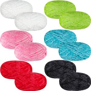Hilo de terciopelo de 40g y 2mm de grosor, hilo de poliéster esponjoso para tejer a mano, hilo grueso y voluminoso tipo chenilla. - Product Image 5