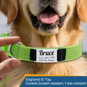 <strong>Personalised</strong> Reflective Adjustable Padded Pet <strong>Dog</strong> Cat Collar with Name Plates Engravable ID <strong>Tag</strong> for Small Medium Large <strong>Dogs</strong> - Product Image 2