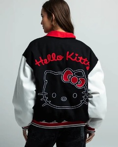 Chaqueta Bomber Varsity Personalizada de Alta Calidad para Mujer, con Cuello Alto de Lana y Cuero, Estilo Béisbol Universitario, Ropa de Invierno Urbana, No Tejida - Product Image 2