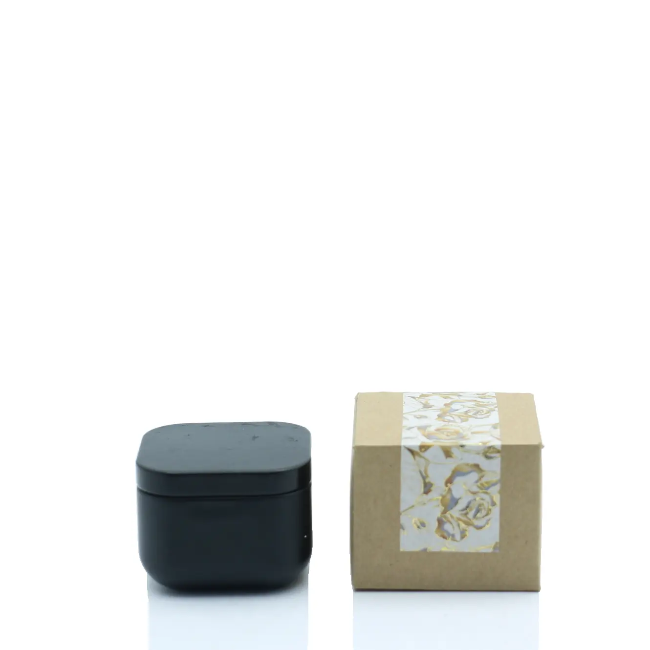 Mini Zinn parfümierte Kerze natürliche Soja Wachs Kerzen Home Duft Baumwolle Wick schwarze Kerze mit Box