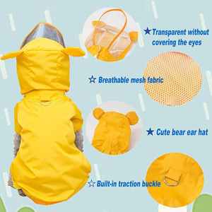 Reflective Night Light Strip Double Cute Pet Clothes forDog Layered <b>Waterproof</b> Rain Jacket Full Body Coverage with Hat - Product Image 6