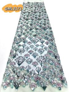 Nouveau <span class=keywords><strong>2023</strong></span> métallique dentelle tissu rouge dentelle français dentelle mariée cristal paillettes lourd blanc broderie perles paillettes pour mariage - Product Image 1